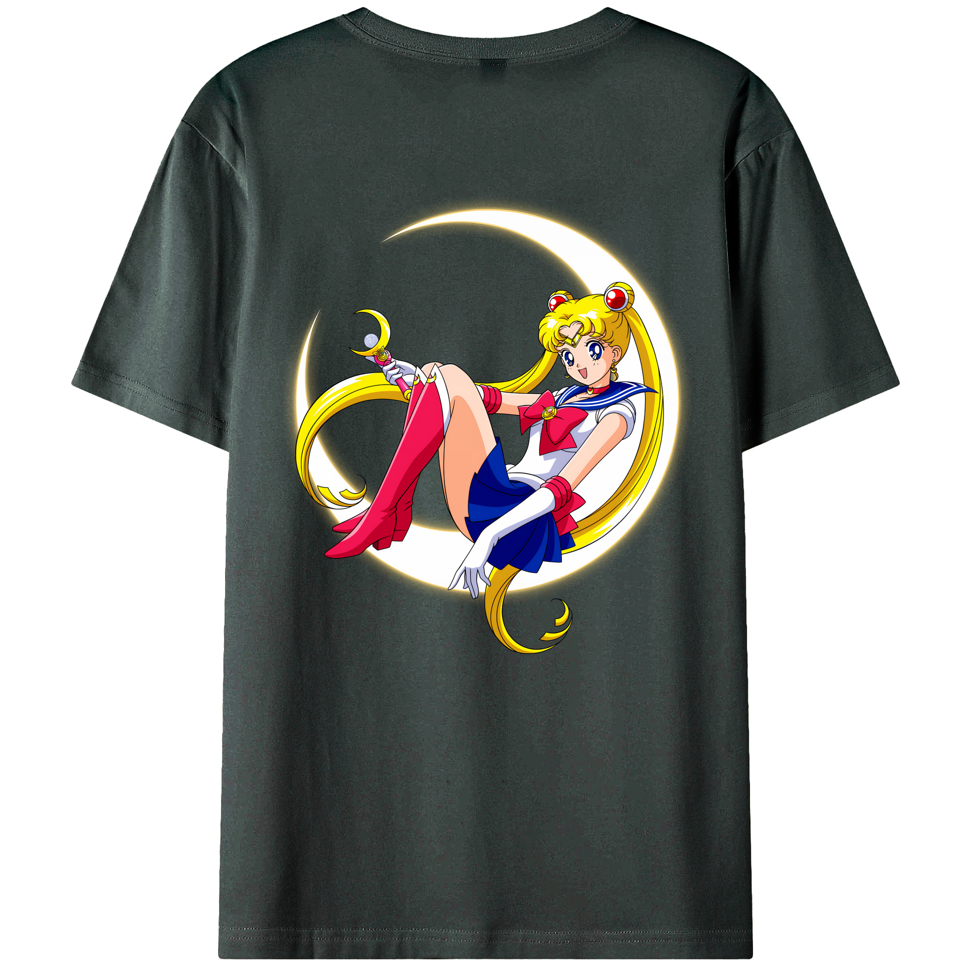 （画像用） 美少女戦士セーラームーン 月野 うさぎ つきの うさぎ Sailor Moon Tsukino Usagi 綿100％ メンズ半袖Tシャツ（バックプリント） 通気性